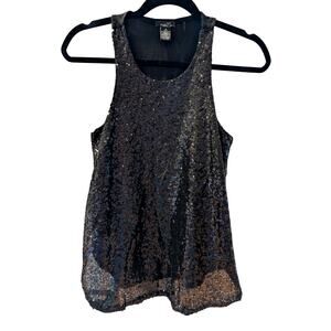 Rue21 Black Sequin Racerback Tank Top Sparkly Sleeveless Party Shirt Size M